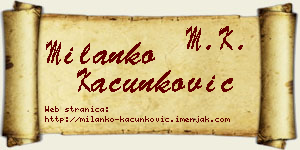 Milanko Kačunković vizit kartica